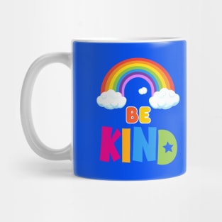 Be Kind positive quote, rainbow joyful illustration, Kindness is contagious life style, care, rainbow with clouds, cartoon children birthday gifts design Mug